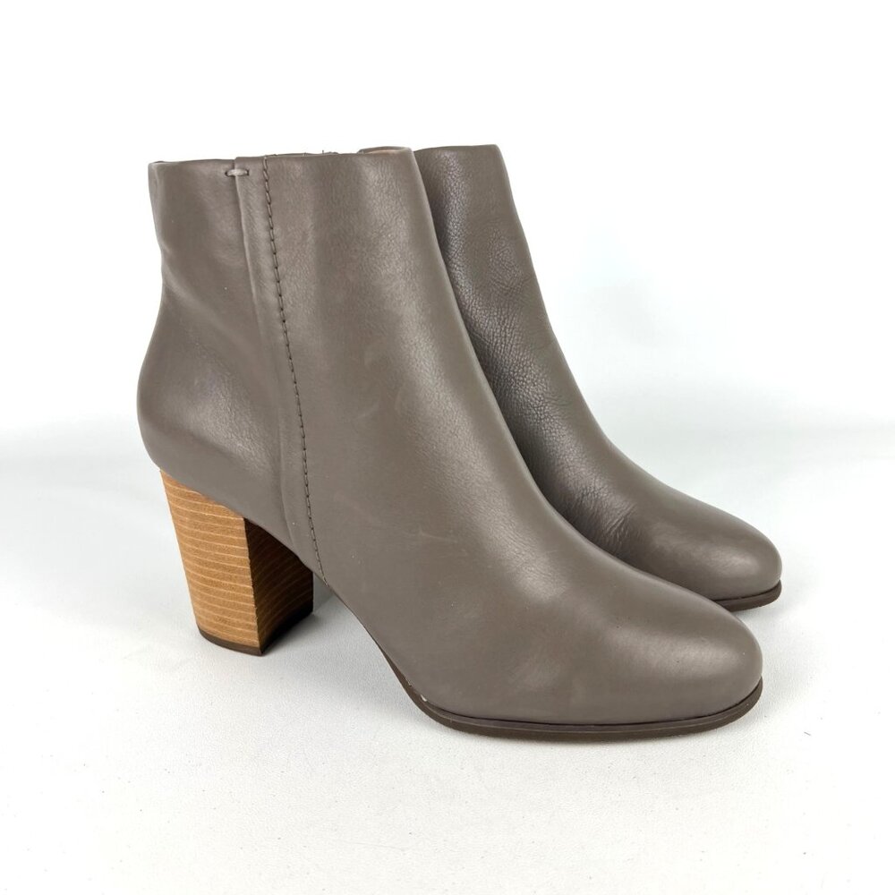 Vionic Womens Kennedy Ankle Boots Gray Leather Orthotic Arch Support size 10